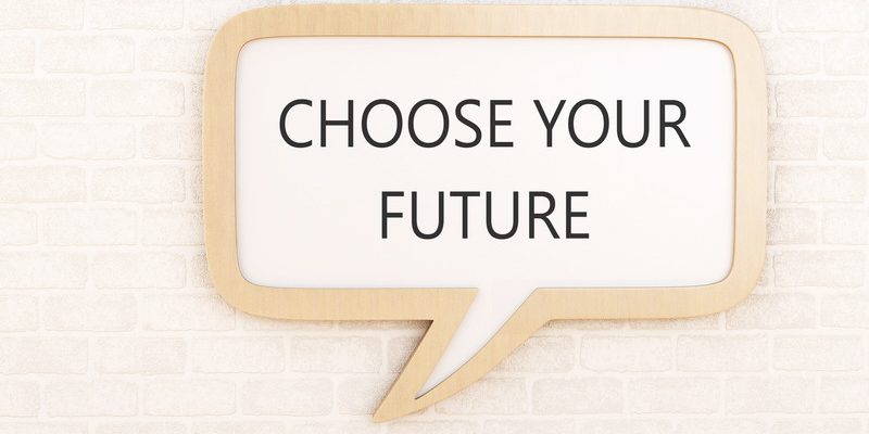 3d Speech bubble choose your future